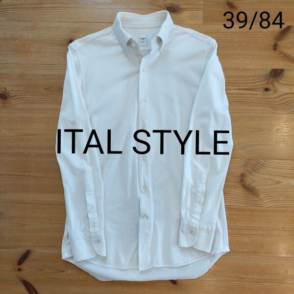ITAL STYLE 長袖 ボタンダウン 鹿の子シャツ 白無地 39/84