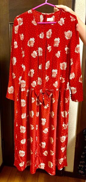 Patriar Blossom 花柄ドット ヴィンテージ 長袖ワンピース