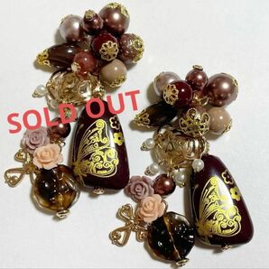 【502】 SALE 1点限定 手染めビーズ /ヘアゴム ポニーフック チャーム
