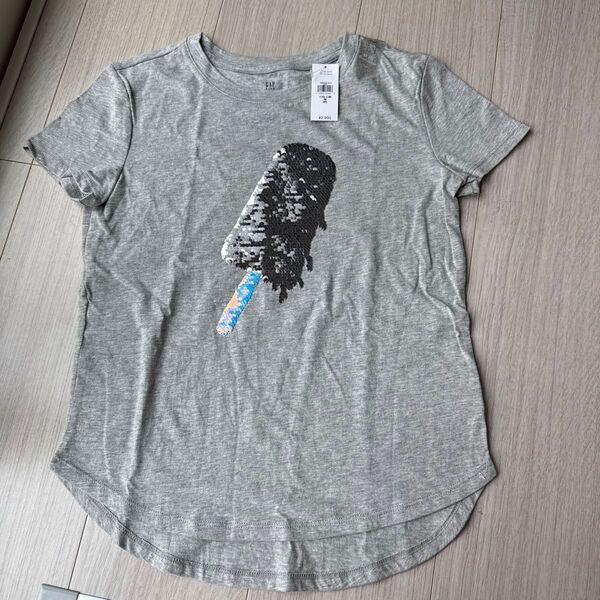 GAP キッズ Tシャツ スパンコール アイスキャンディー 130グレー 新品