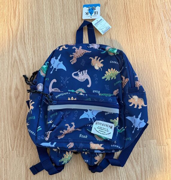 新品未使用 Kids Foret 撥水加工 ポリオックス 恐竜 総柄 リュック