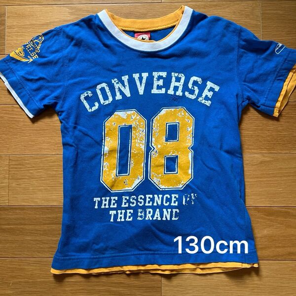 キッズ 半袖 Tシャツ 130cm 半袖プリントTシャツ コンバース ブルー 綿100%
