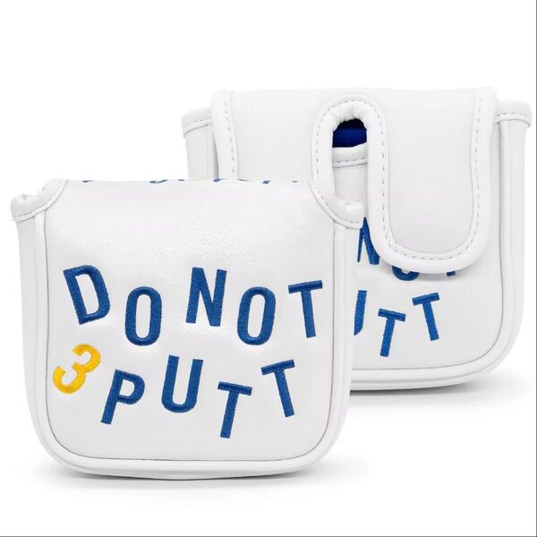 パターカバー マレット型対応 DO NOT 3 PUTT ゴルフカバー 白 ホワイト 刺繍 おしゃれ ユニーク