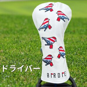 【星条旗バード柄】BIRDIE ゴルフヘッドカバー ドライバー用 刺繍デザイン USAスタイル 新品