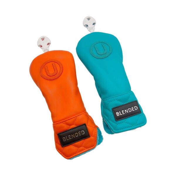 ヘッドカバー ユーティリティ 2個セット BLENDED ブルー オレンジ UT用 ハイブリッド ゴルフ