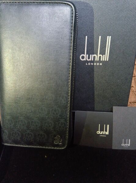 超希少!!新品・未使用・極美品【dunhill ダンヒル 総柄 ロゴ ラウンドジップ メンズ 長財布 レザー 黒】