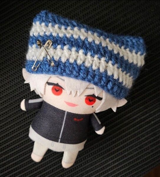 にじさんじ ぬい服 帽子 推し活 ぬいぐるみ 洋服 にじぱぺっと にじぬい ハンドメイド ボーダー 猫耳 青 白 葛葉