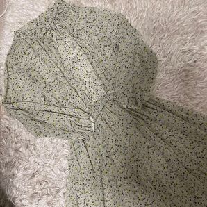 nano universe小花柄ワンピース グリーン