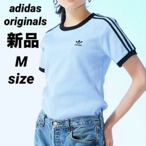 アディダス オリジナル ワッフルTシャツ ブルー Mサイズ スリムTシャツ半袖