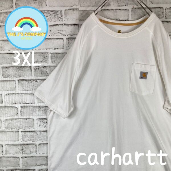 USA古着carharttビッグサイズ 胸ポケットTシャツ 3XL カーハート ポケットロゴ 半袖Tシャツ