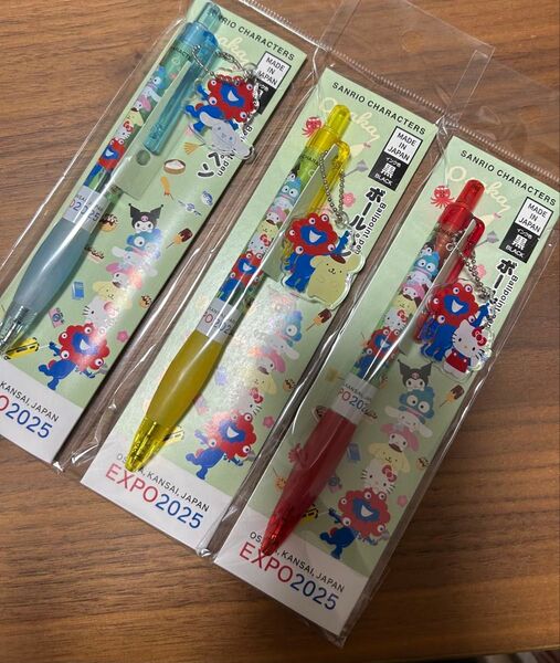 3点セット ボールペン なりきり キティー シナモンロール ポムポムプリン ミャクミャク 万博