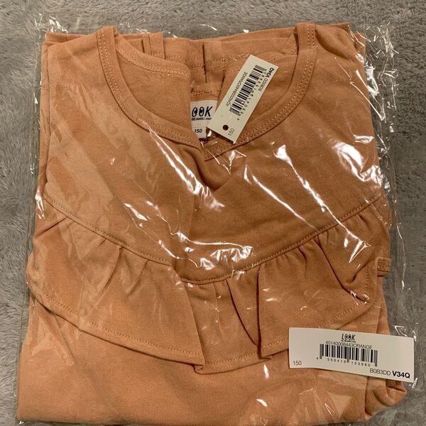 新品 LOOK by BEAMS mini 長袖 カットソー Tシャツ トップス フリル 綿100% ロンT ピンク オレンジ