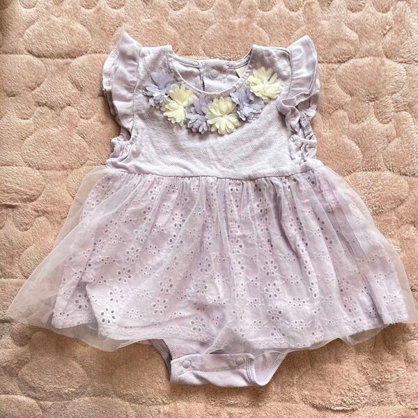 プティマイン 花 ドレス ロンパース ワンピース ベビー ベビー服 女の子 半袖 ノースリーブ 夏服