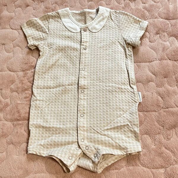 赤ちゃんの城 チェック柄 ロンパース カバーオール ベビー服 子供服 男の子 女の子 半袖 夏服 日本製