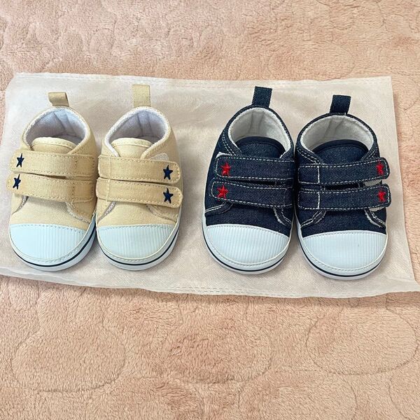 ベビーシューズ ファーストシューズ スニーカー 2足 セット 男の子 女の子 11.5cm 12cm 双子 お揃い 兄弟 兄妹