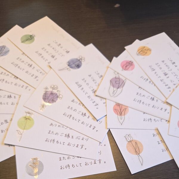 手書きサンキューカード【シンプルフラワー①】52枚
