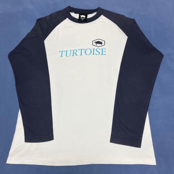 TORTOISE タータス ラグランロングtシャツ Mサイズ ホワイト×ネイビー メンズ