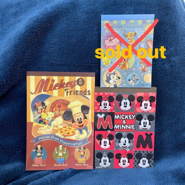 平成レトロ ステッカー付き ミッキー&フレンズ メモ帳セット2冊