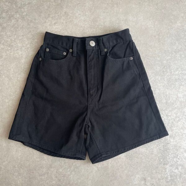 MOUSSY マウジー 黒デニムハーフパンツ ブラックデニム Sサイズ 0 マウジーデニム