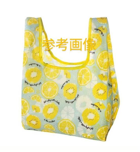 マチ有り エコバッグ コンビニ お弁当 キウイ.レモン柄