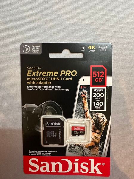 SanDisk Extreme Pro U3 4K A2 512GB。新品、未使用