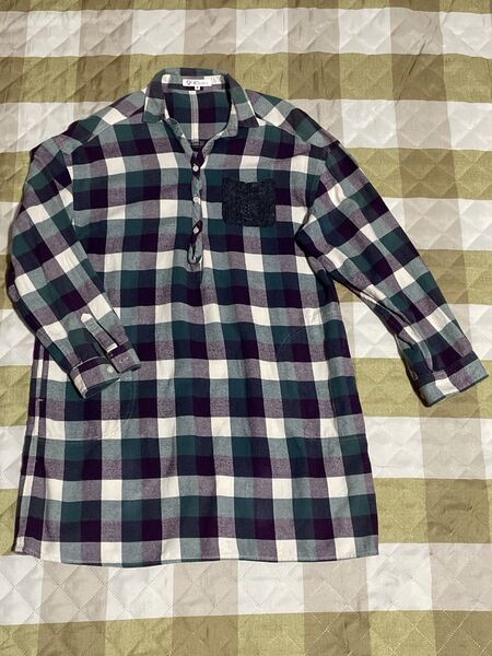 THE SHOP TK MIXPICE チェック柄シャツ ロング丈 フリーサイズ チュニック