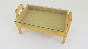 Art hand Auction [White Ash: Original Stacking Shelf Type Low Table Glass Top], handmade works, furniture, Chair, table, desk