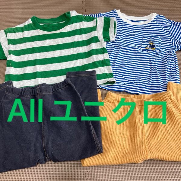 ユニクロ ベビー Tシャツ2枚・パンツ2枚セット 80・90㎝ 遊び着園ストック 男の子 キッズ 半袖Tシャツ Disney