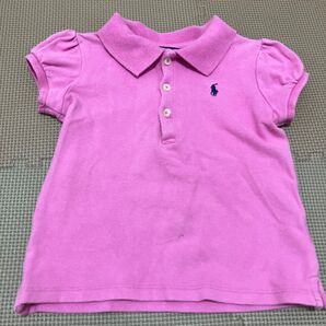 RALPH LAUREN ラルフローレン ベビー パフスリーブピンクポロシャツ 18m 85㎝ 赤ちゃん 女の子 POLO 綿