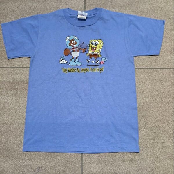 スポンジボブ Tシャツ 水色 ニコロデオン古着 アメカジ アメコミ