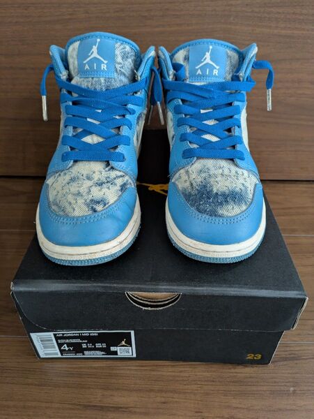 Nike GS Air Jordan 1 Mid ALT Washed Denim 23.0cm