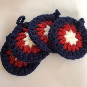P033 アクリルタワシ4枚 エコタワシ 雑貨 handmade