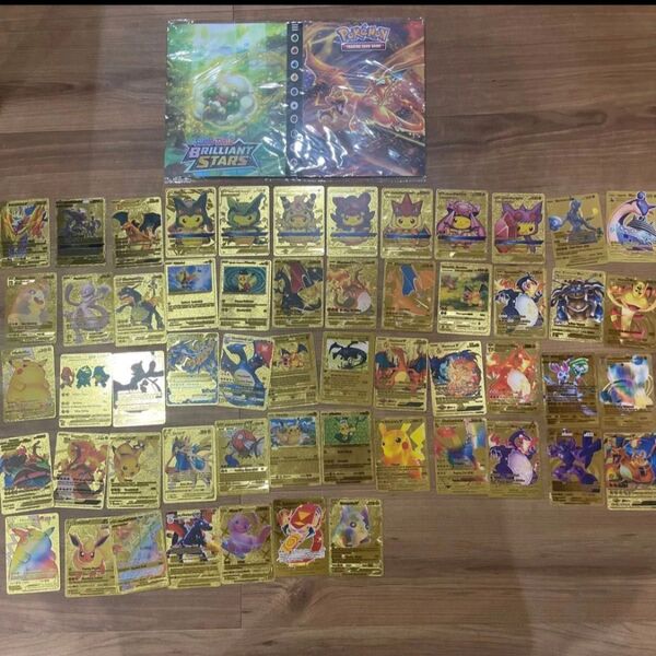 ポケカ 海外版 ゴールド アルバムセット ピカチュウ リザードン ポケモンカード 鑑賞用 55枚
