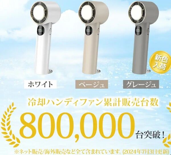 ハンディファン 冷却プレート 手持ち扇風機 Type-Cベージュ 6800mAh