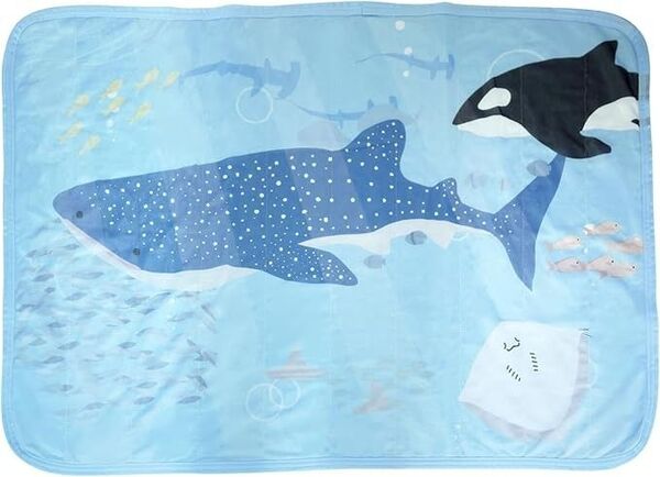 ブランケット 夏用 接触冷感 ブルー ジンベエザメ 100×70cm ジンベイザメ