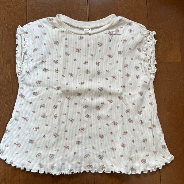 アプレレクール Tシャツ 90 花柄 ホワイト リボン付き 半袖 トップス 子供服 キッズ