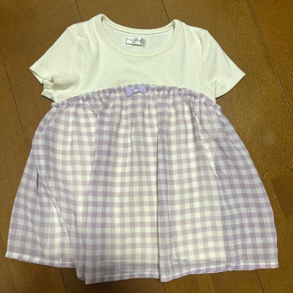 チュニック (110) 紫 Tシャツ キッズ 女の子 半袖