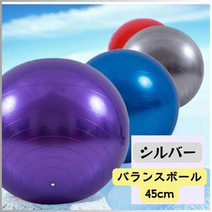 ★新品★ バランスボール 45cmシルバー フィットネス ジム ヨガ ダイエット 体幹 トレーニング