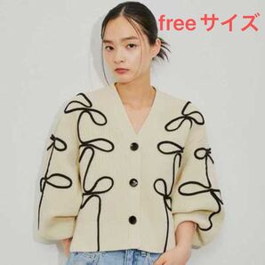 ★新品★ ニット カーディガン ライン ホワイト セーター リボン Vネック ボタン 韓国 ニットカーディガン カーディガン