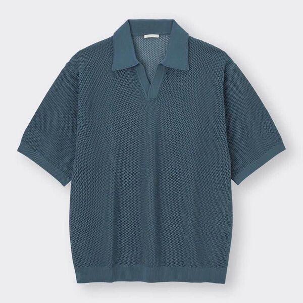 【週末値下げ】ウォッシャブルニットスキッパーポロシャツ(5分袖)