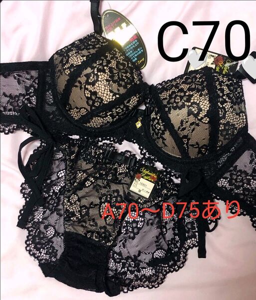 C70 ヌーディーレース育乳脇高ブラジャー&サイド紐バック透けフルバックショーツ 盛れる 豪華 大人気 エロカワ