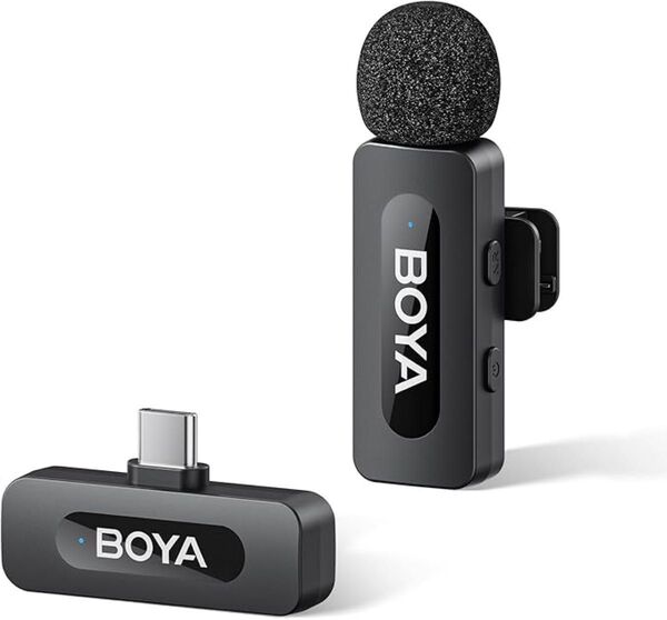 Boya V10 ワイヤレスピンマイク USB-C ノイズ削減