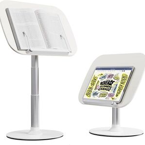 ブックスタンド 書見台 読書台 昇降式 角度・高さ無段階調整 40-65cm ホワイト