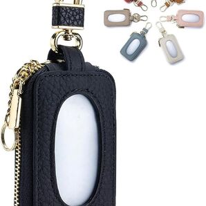 Amzbag キーケース レディース 本革 キーケース スマートキー対応 黒 キーケース スマートキーケース