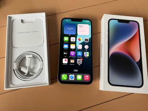 美品 SIMフリーiPhone 14 128GB ブルー 一括購入 バッテリー100%