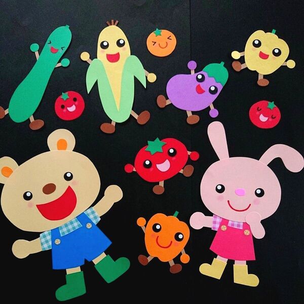★壁面飾り★大きめ★給食★野菜がいっぱい★夏★夏野菜★季節★壁飾り★幼稚園★保育園★学校★病院★施設★自宅等