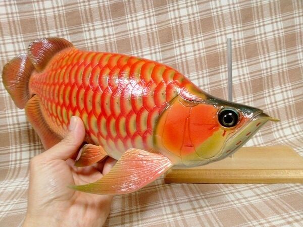 ハンドメイド 36cmアロワナ レッド フィギュア レプリカ 熱帯魚 模型