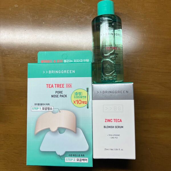 BRINGGREEN ジンクテカブレミッシュセラムシカスージングトナー ティーツリーシカポア鼻パック まとめ売り
