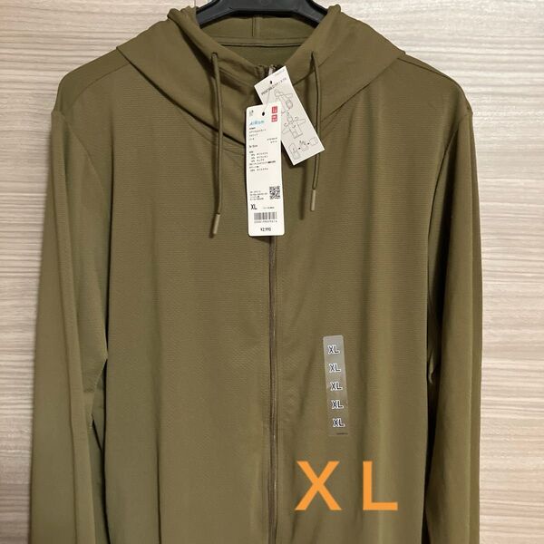 ユニクロ エアリズム UVカット フルジップパーカー XL オリーブ 新品未使用