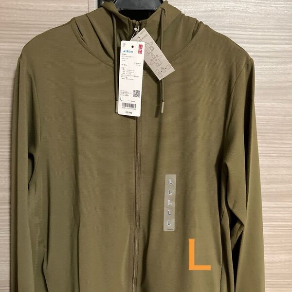 ユニクロ エアリズム UVカット フルジップパーカー L オリーブ 新品未使用